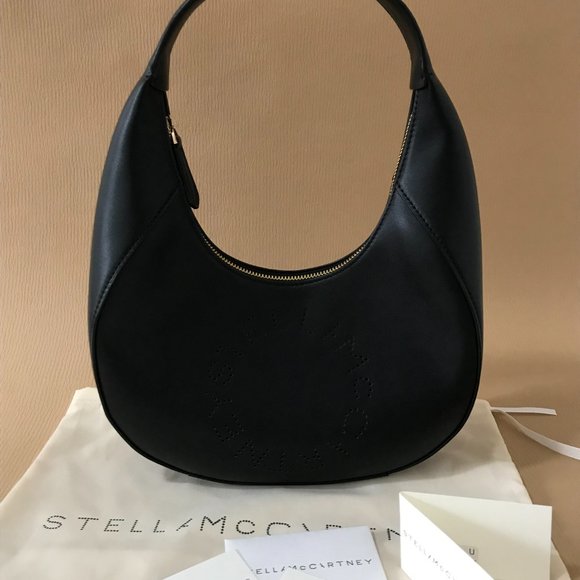 NWT: STELLA MCCARTNEY | Small Logo Hobo Shoulder Bag Color:  BLACK - Picture 7 of 13